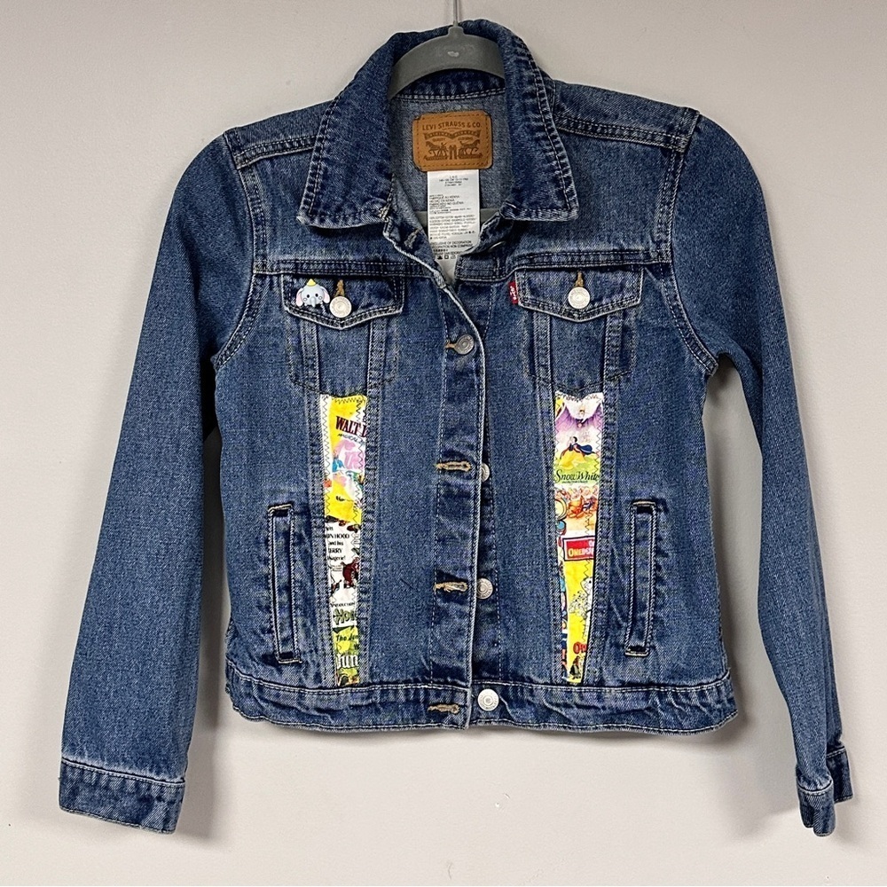 Upcycled Retro Disney Characters. Levi Strauss, Upcycled Denim Jeans Jacket, L